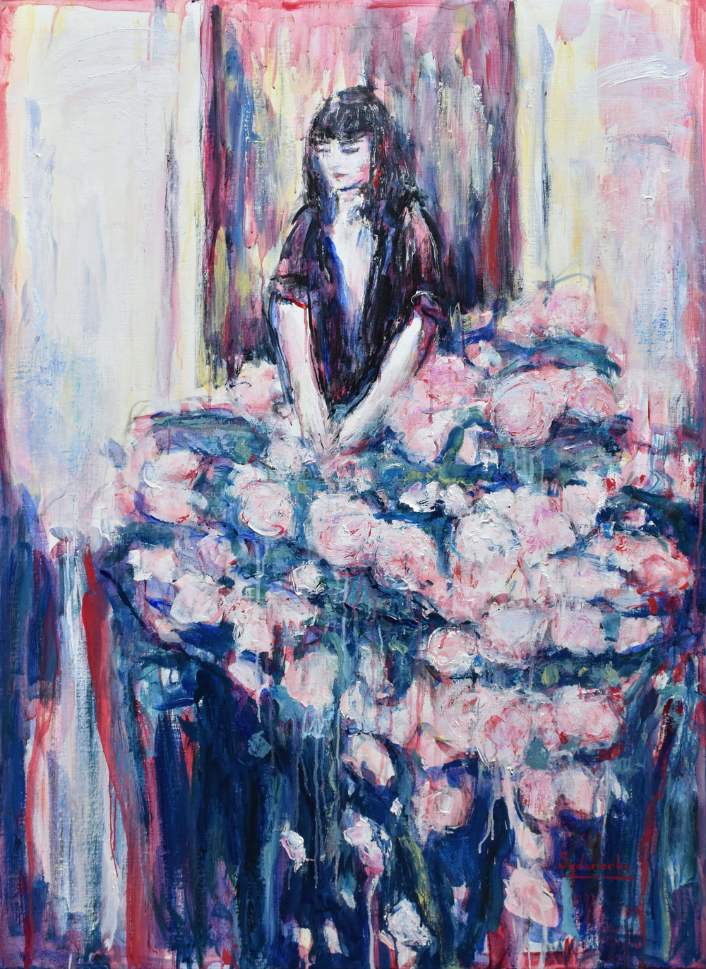 «Fleur parmi les fleurs», huile sur toile, 130x89 cm, 2025