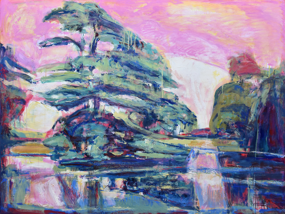 «Au bord du lac», huile sur toile, 120x100 cm, 2024