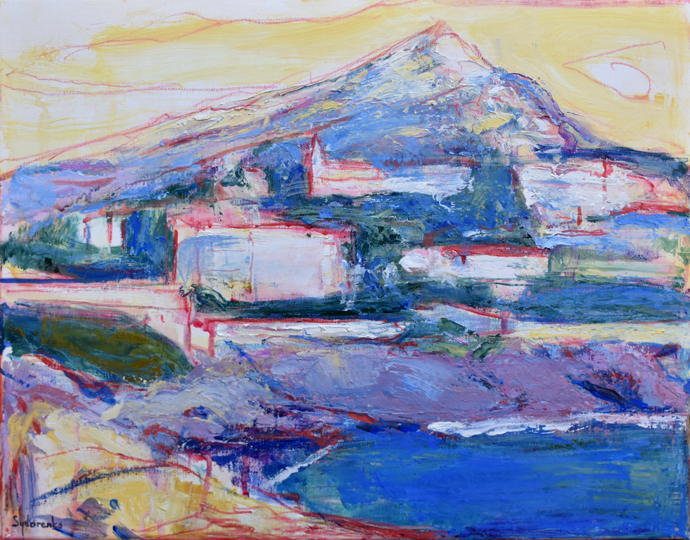 «Au pied de la montagne», huile sur toile, 46x38 cm, 2026