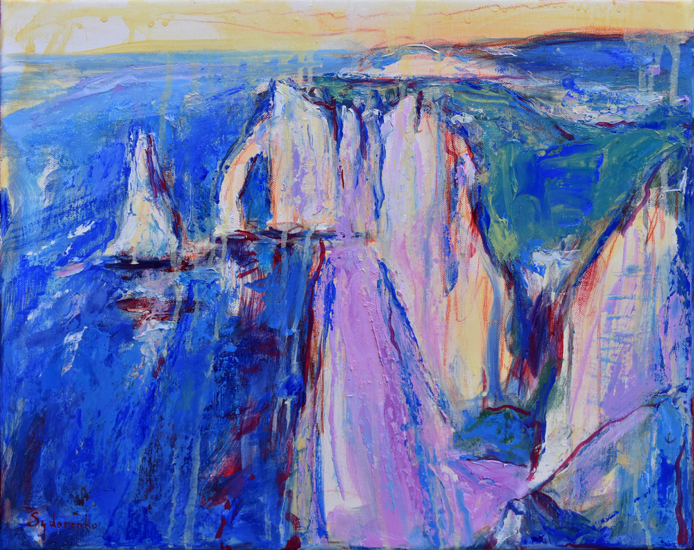«Étretat», huile sur toile, 46x38 cm, 2025