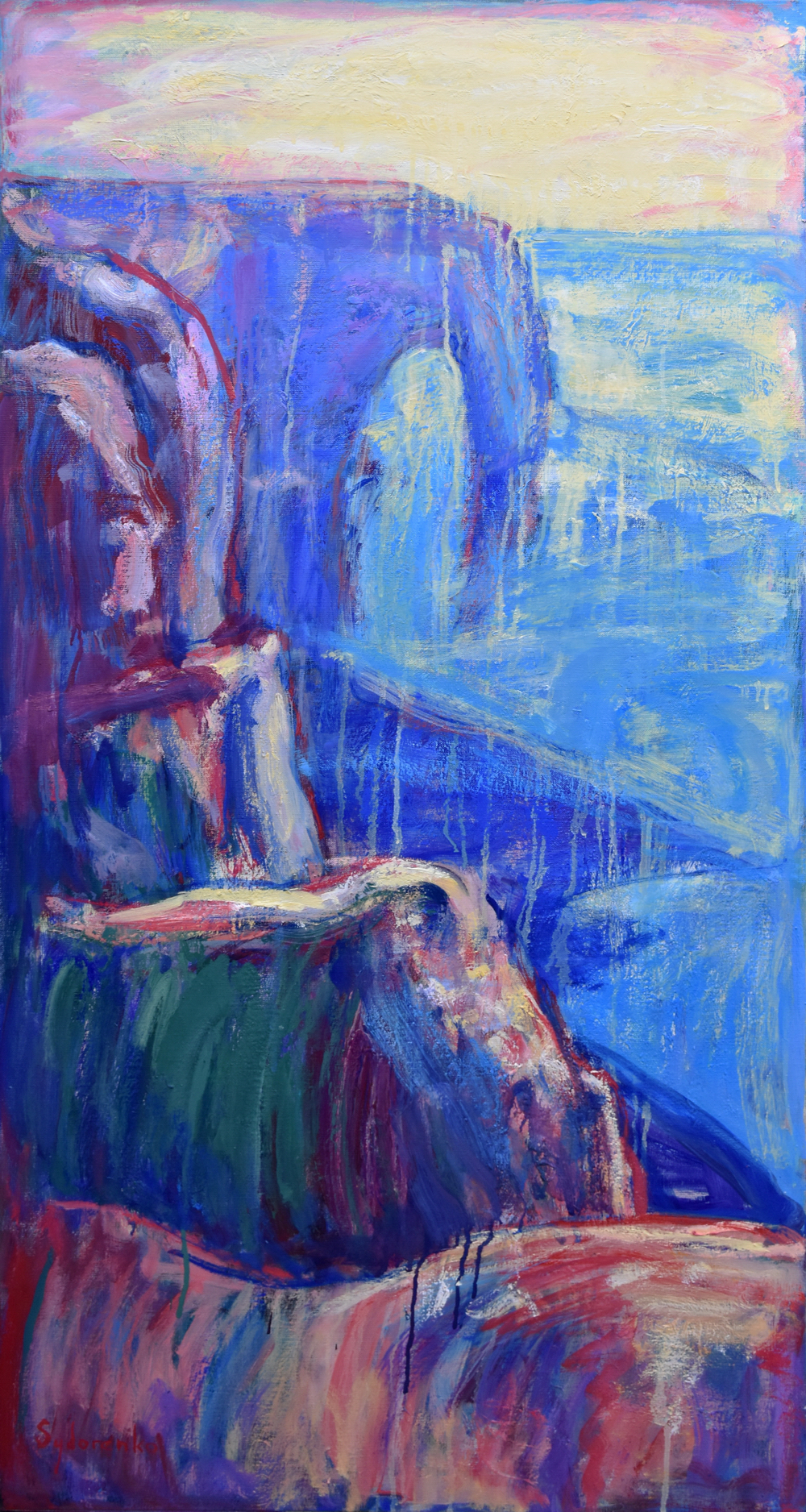 «Les falaises», huile sur toile, 120x60 cm, 2025